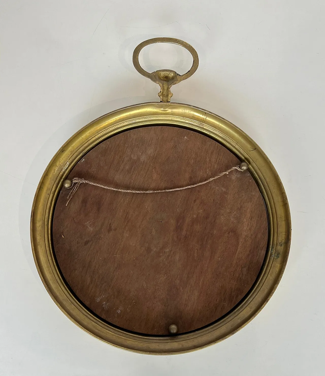 Brass mirror in the shape of a pocket watch, 1970s 10