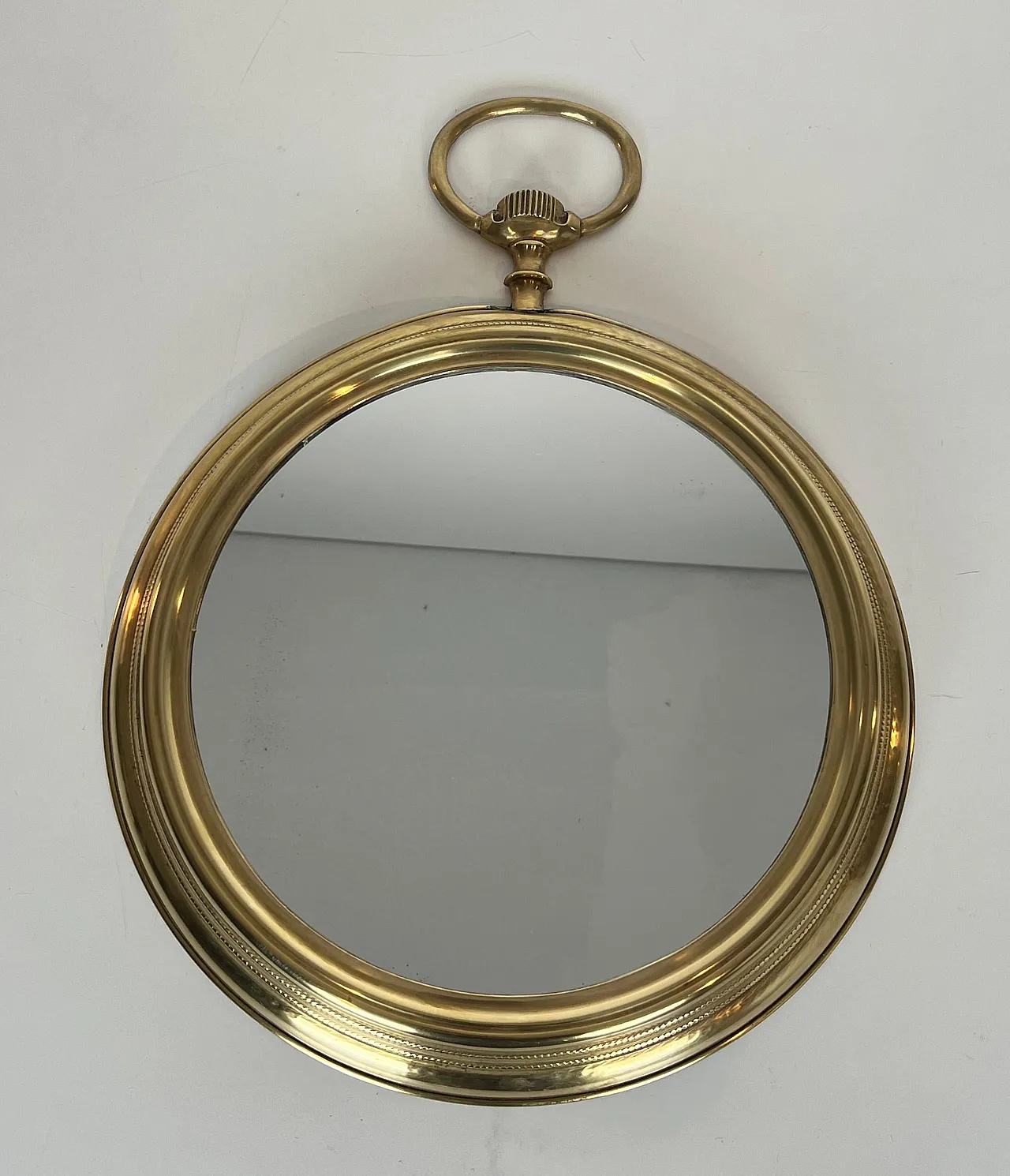 Brass mirror in the shape of a pocket watch, 1970s 12
