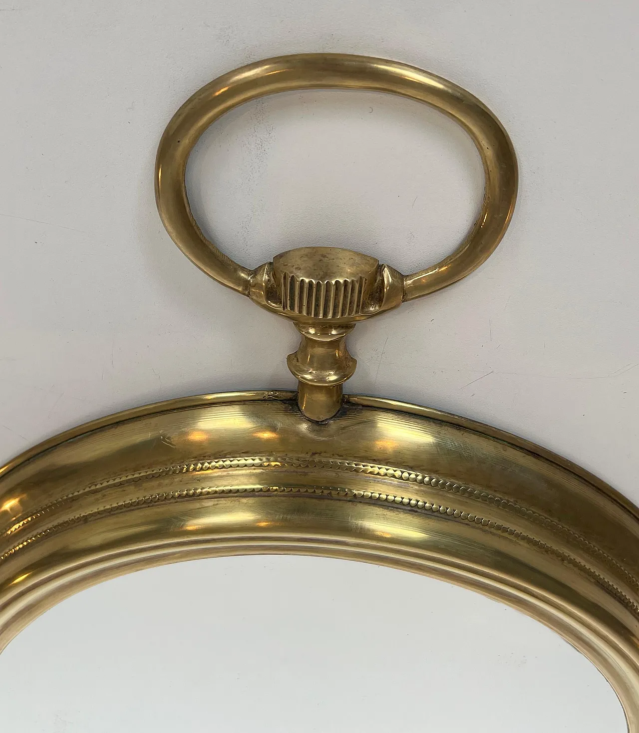 Brass mirror in the shape of a pocket watch, 1970s 13