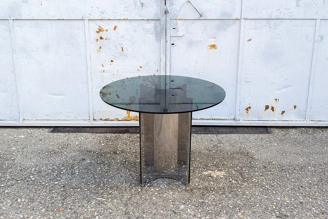 Space Age round steel and glass table, 1970s 2