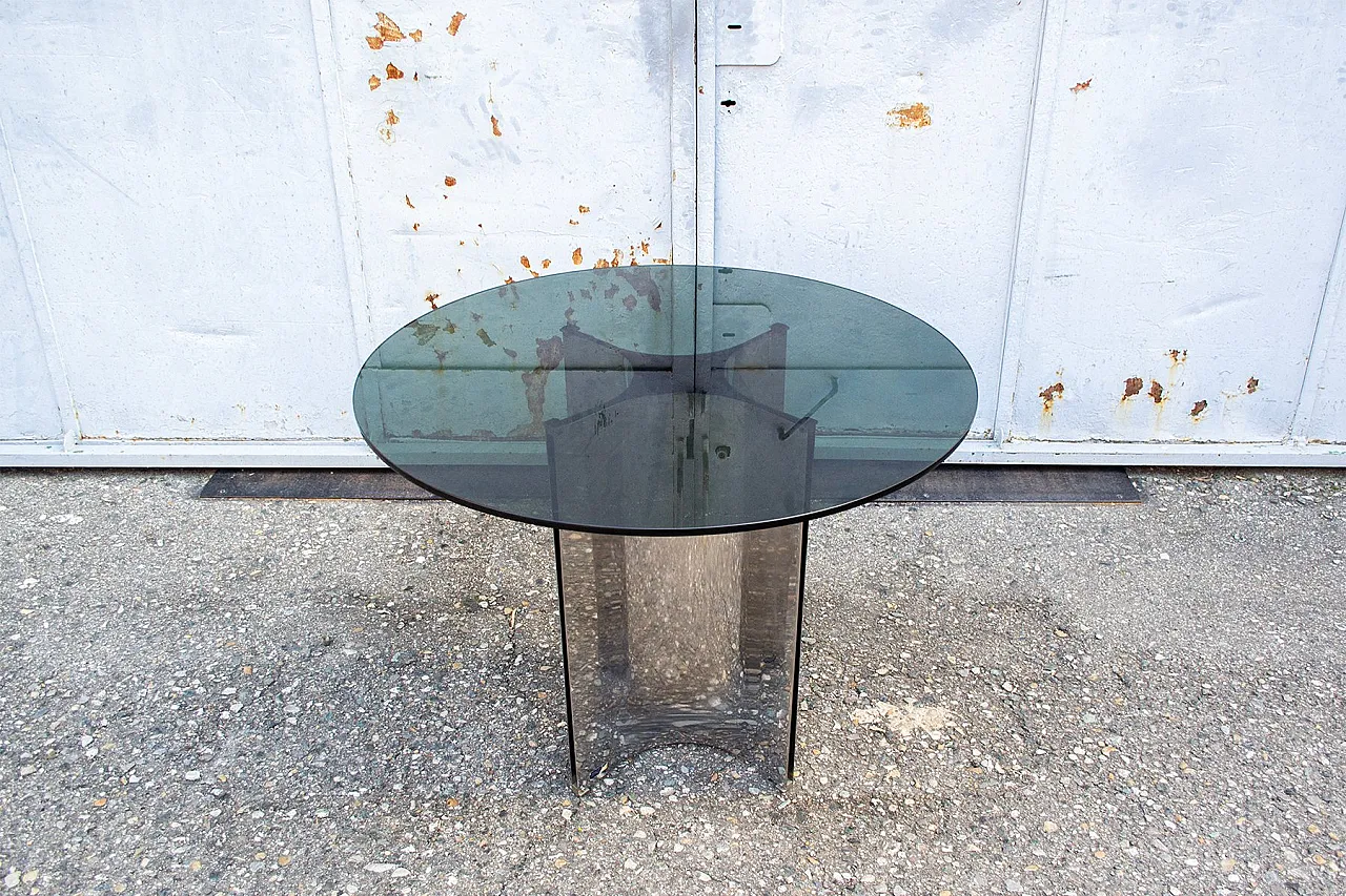 Space Age round steel and glass table, 1970s 3