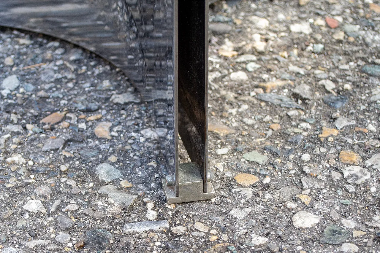 Space Age round steel and glass table, 1970s 6