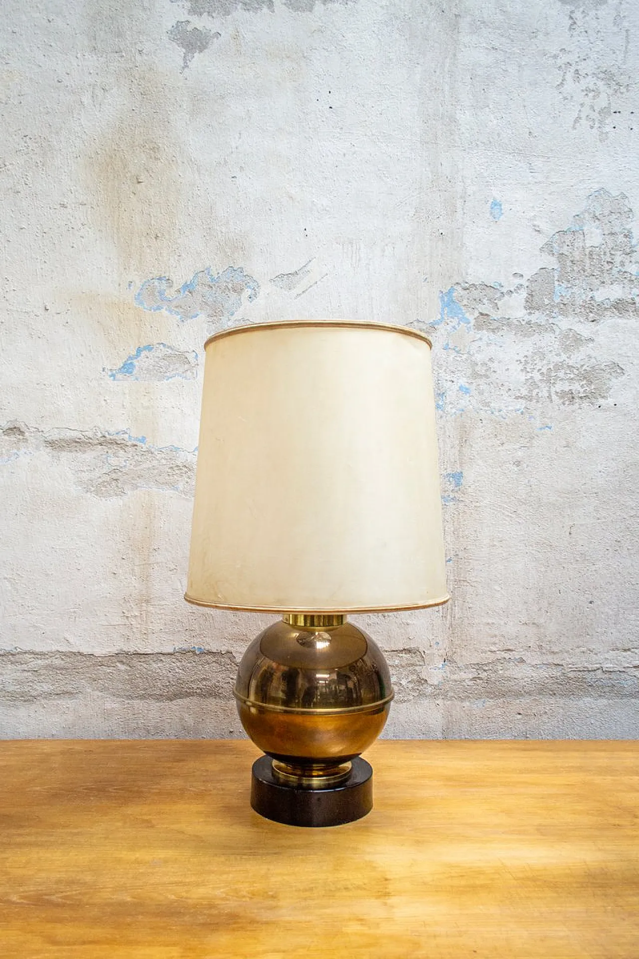 Brass and enamel lamp, 1940s 1