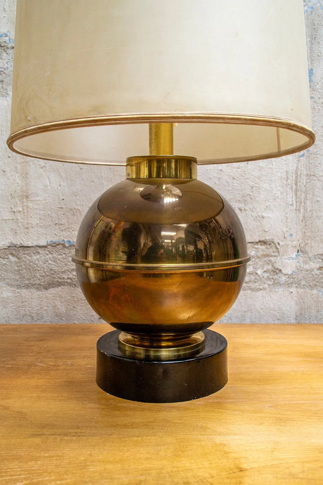Brass and enamel lamp, 1940s 3