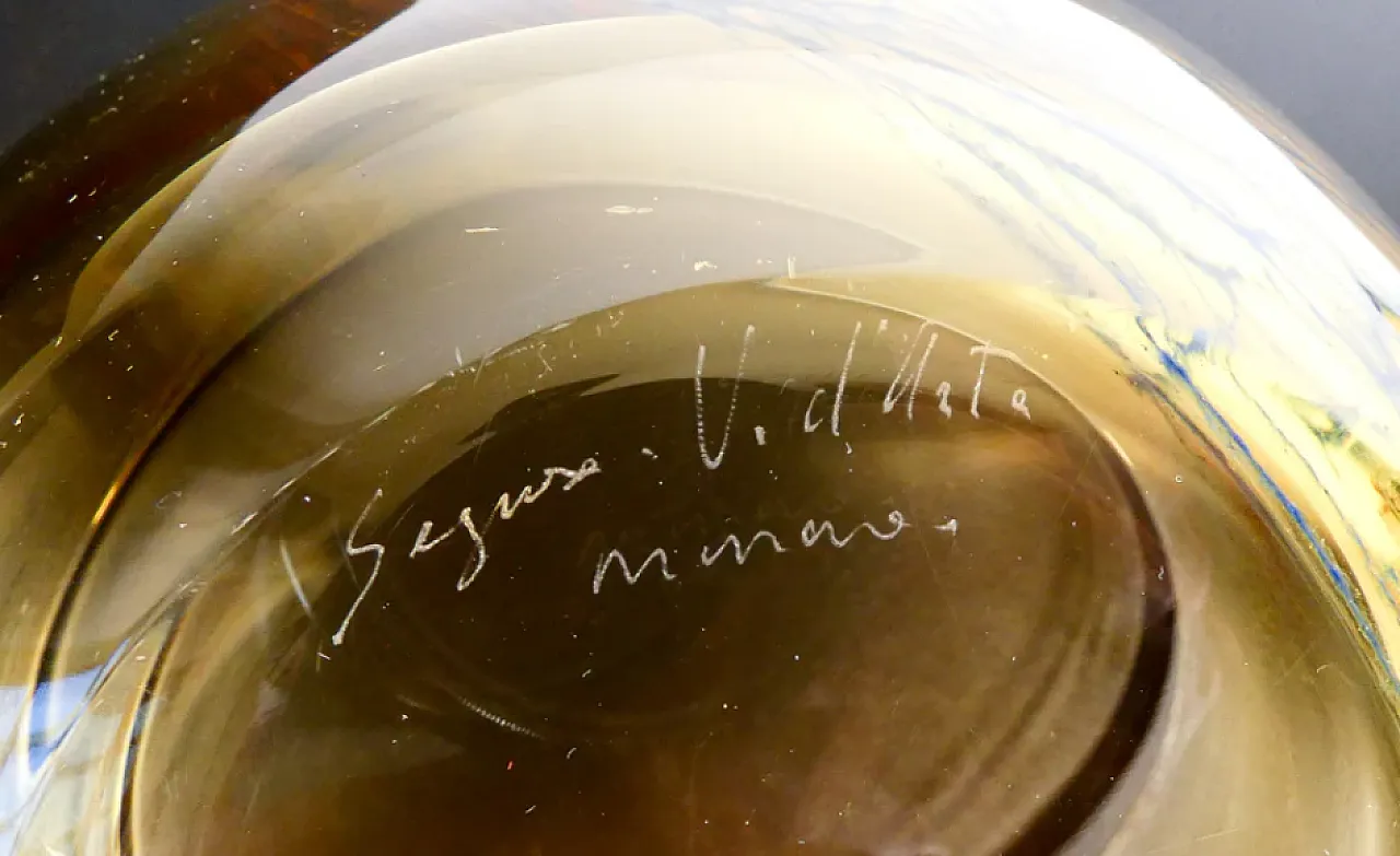 Coppa in vetro soffiato di Murano di Seguso, anni '60 10