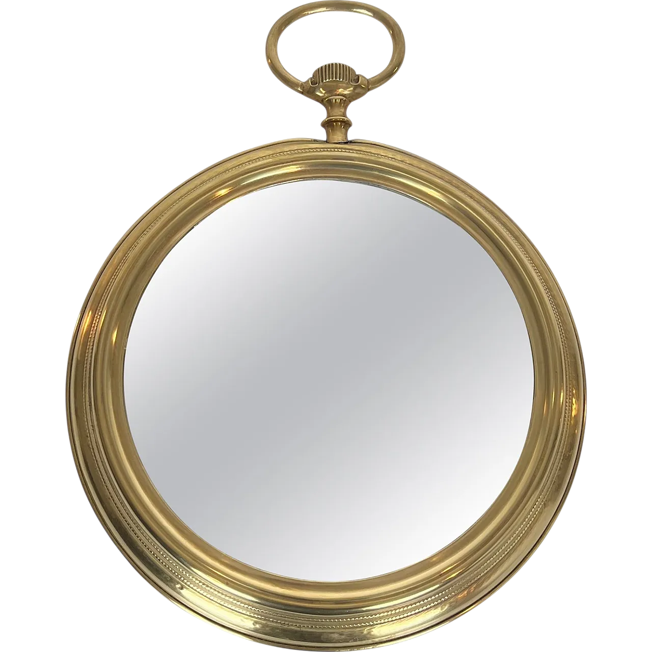 Brass mirror in the shape of a pocket watch, 1970s 15