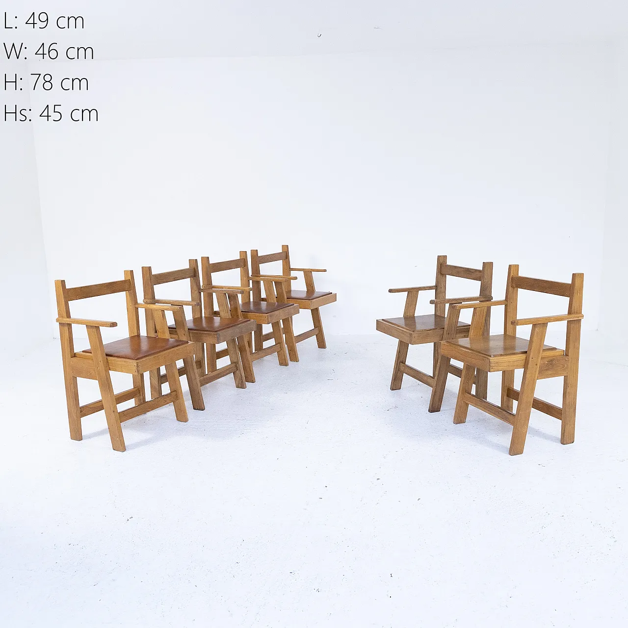 6 Rationalist wooden armchairs, 1970s 3