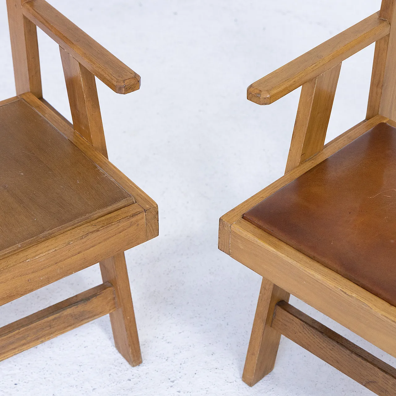 6 Rationalist wooden armchairs, 1970s 5