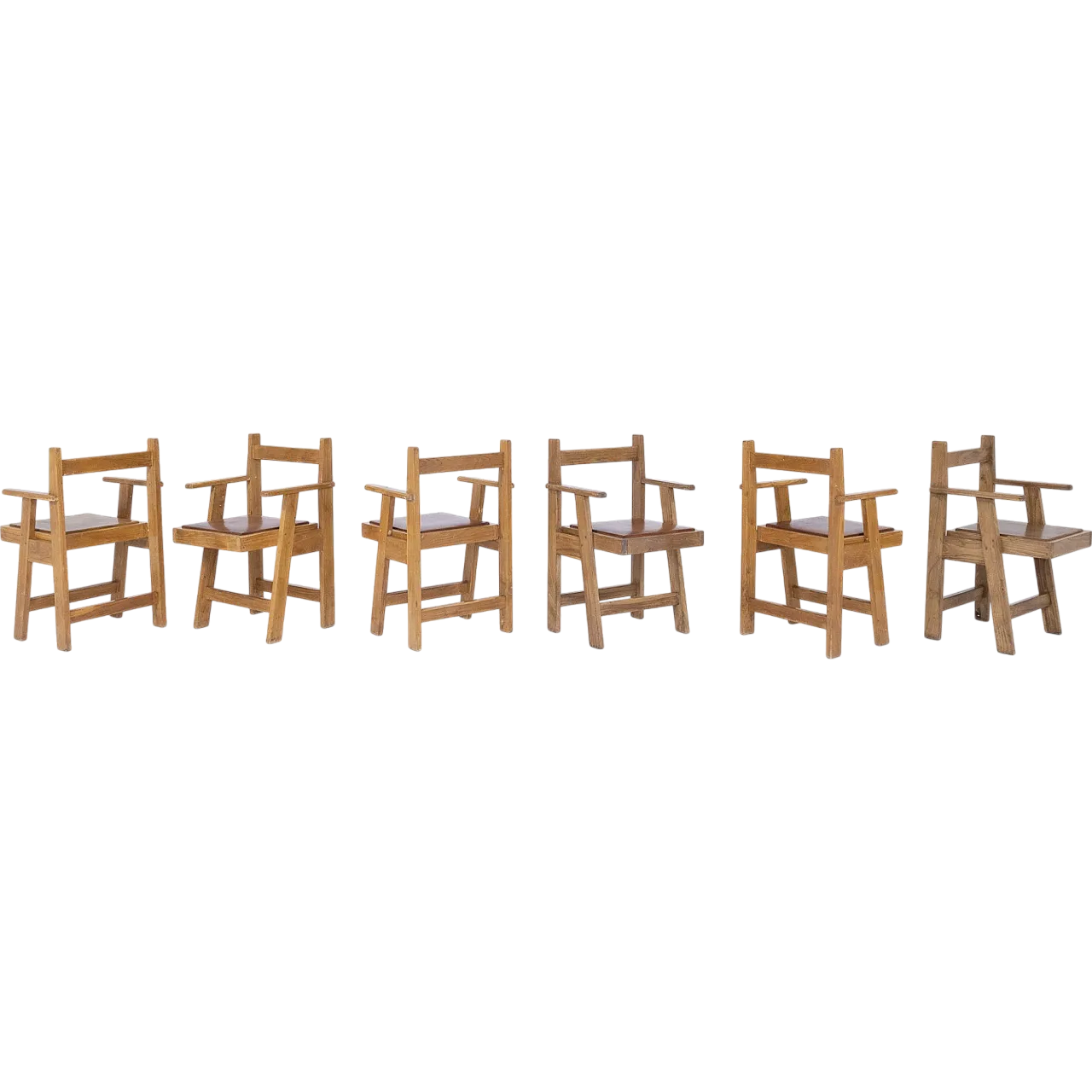 6 Rationalist wooden armchairs, 1970s 15