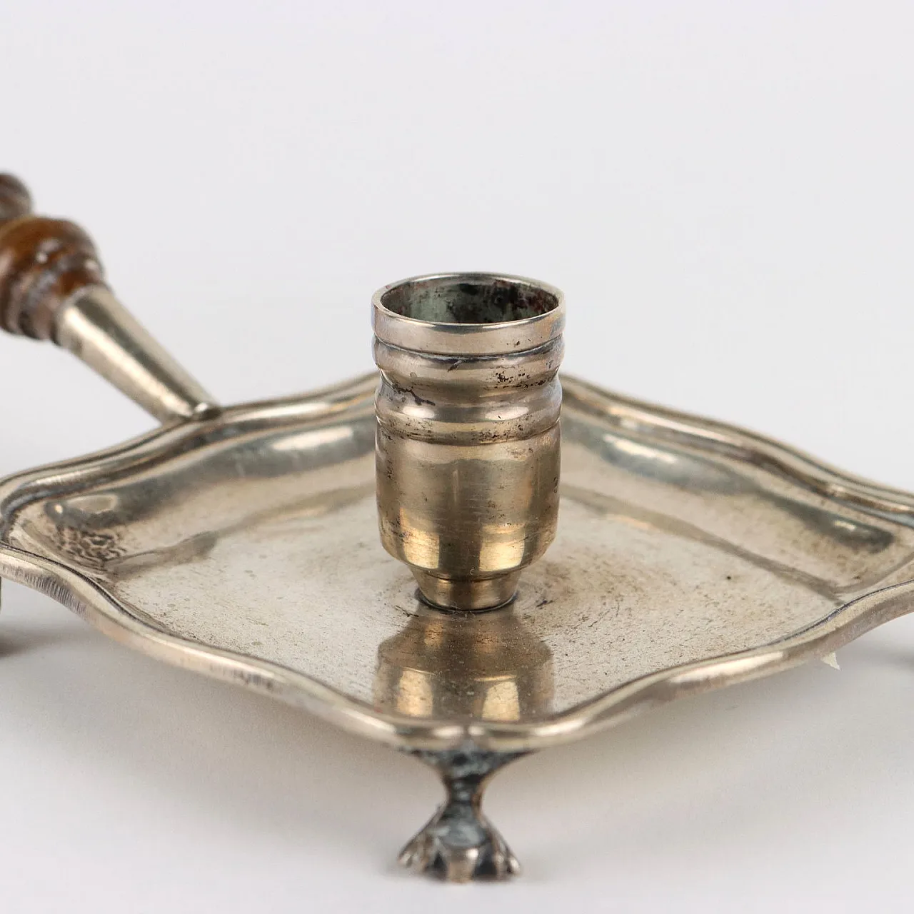 Antique Chamberstick with Wooden Handle XX Century 3