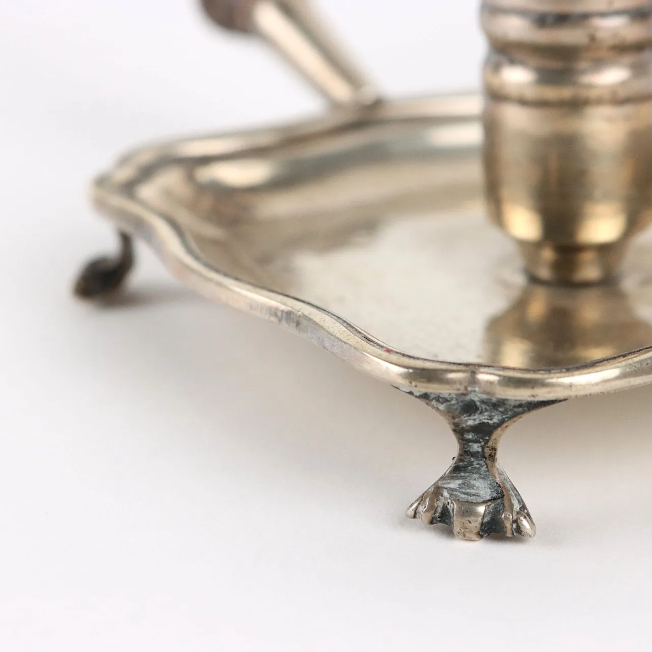 Antique Chamberstick with Wooden Handle XX Century 5