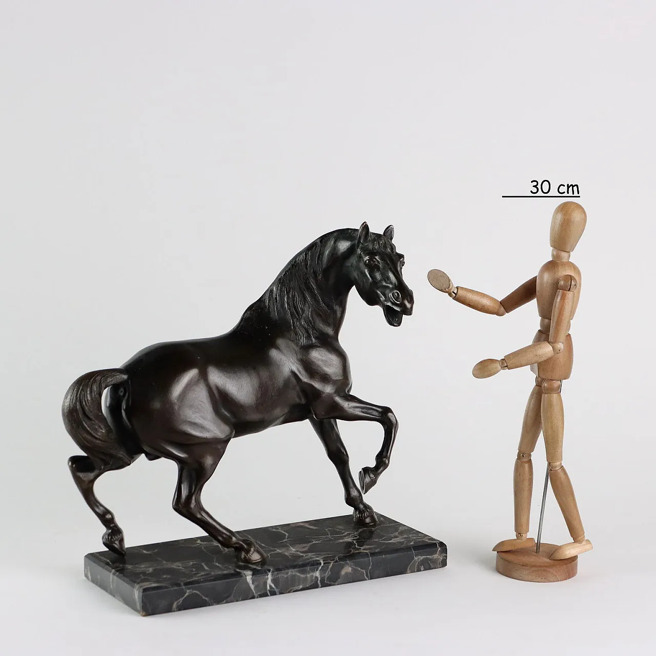 Bronze and marble horse, 20th century 2