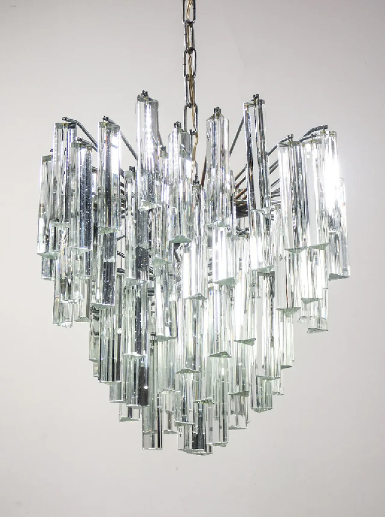 Lampadario Trilobo in vetro di Murano di Venini, anni '70 2