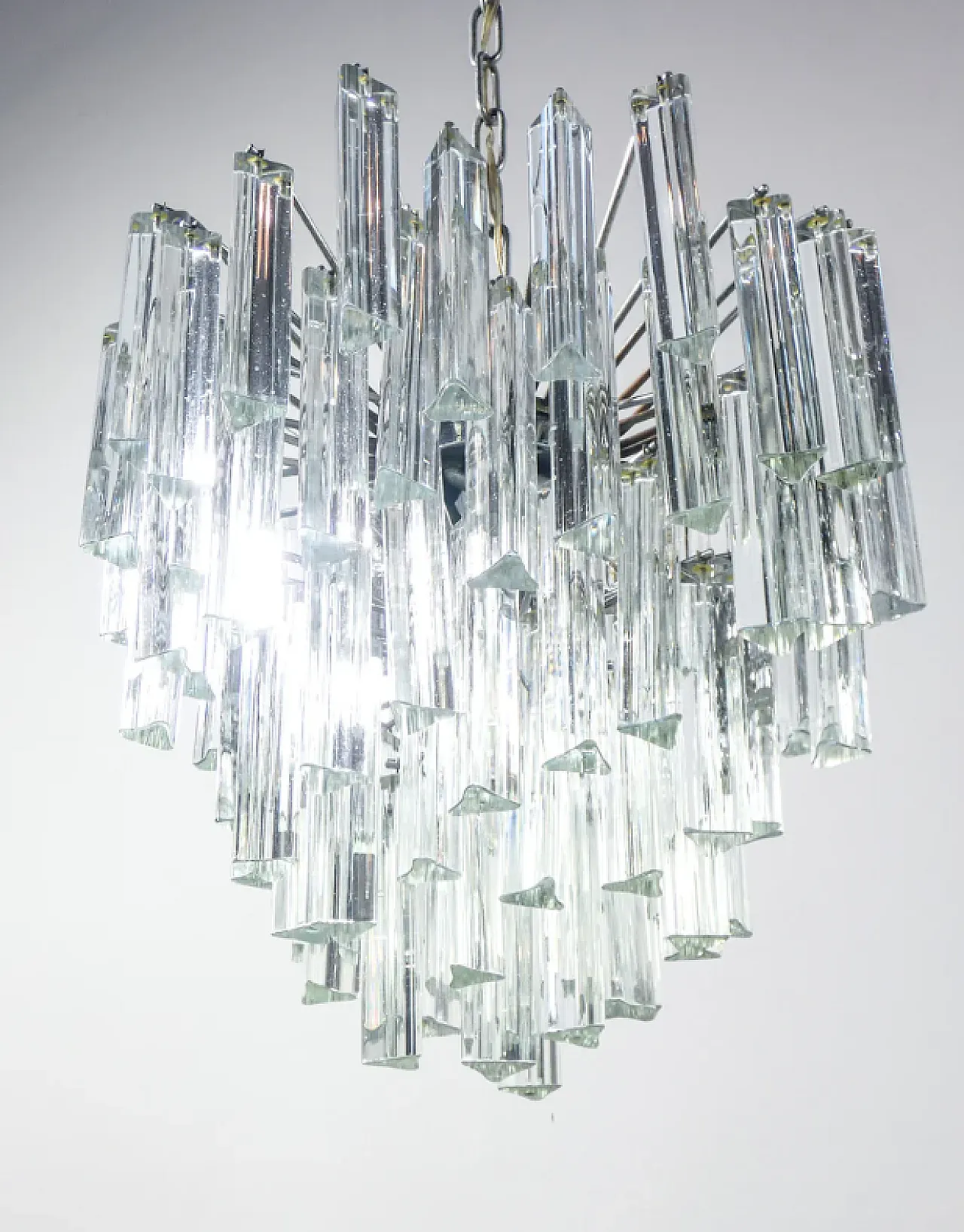 Lampadario Trilobo in vetro di Murano di Venini, anni '70 3