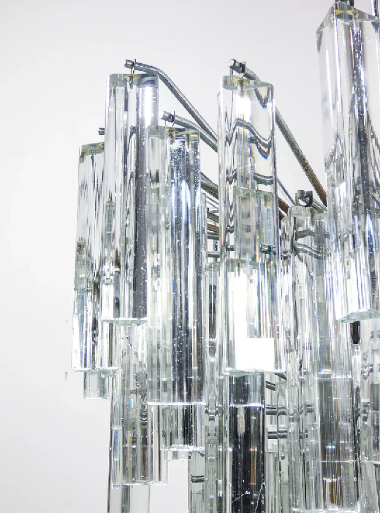 Lampadario Trilobo in vetro di Murano di Venini, anni '70 6
