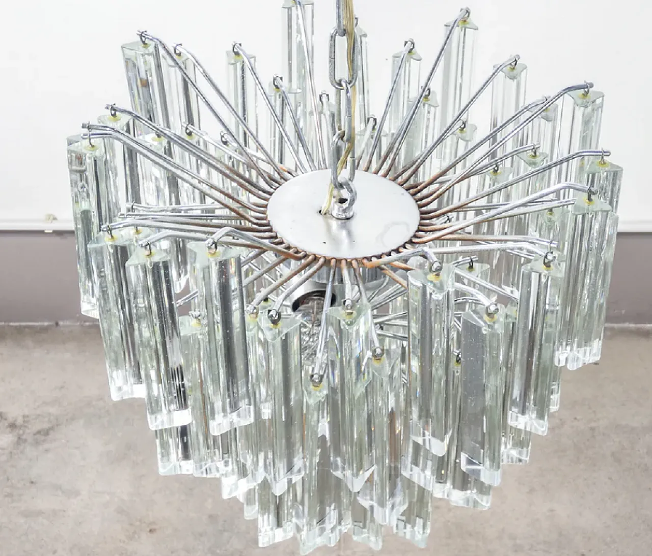 Lampadario Trilobo in vetro di Murano di Venini, anni '70 7