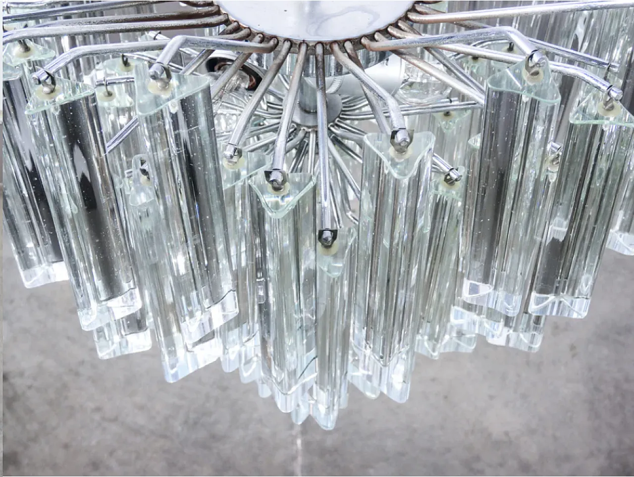 Lampadario Trilobo in vetro di Murano di Venini, anni '70 9