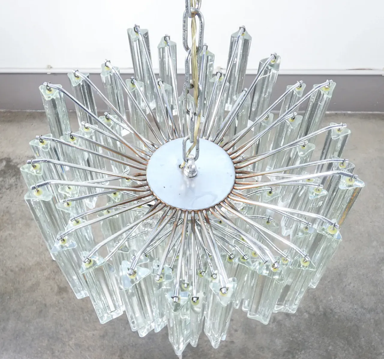 Lampadario Trilobo in vetro di Murano di Venini, anni '70 10