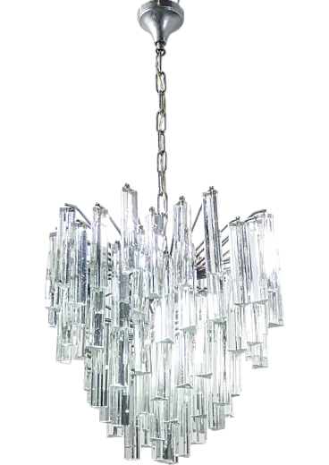 Lampadario Trilobo in vetro di Murano di Venini, anni '70