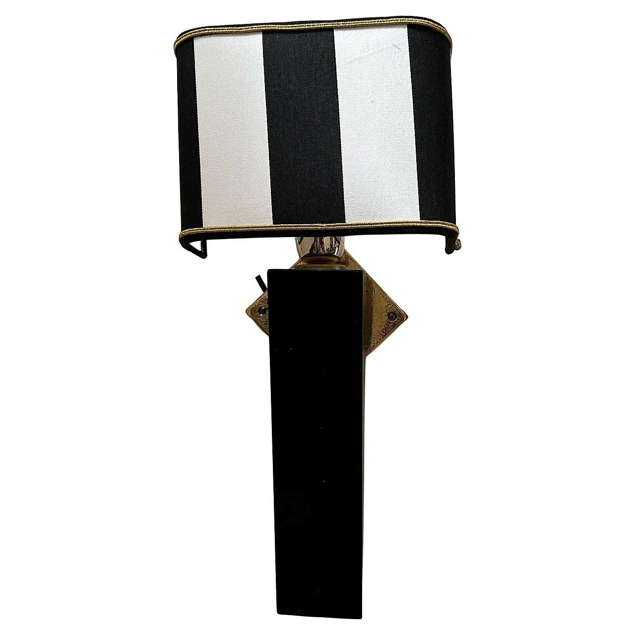 Lampada da parete in legno e ottone in stile Art Deco, anni '80 1