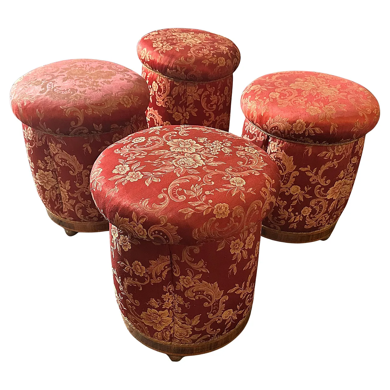 4 Pouf siciliani Luigi Filippo in tessuto, '800 1