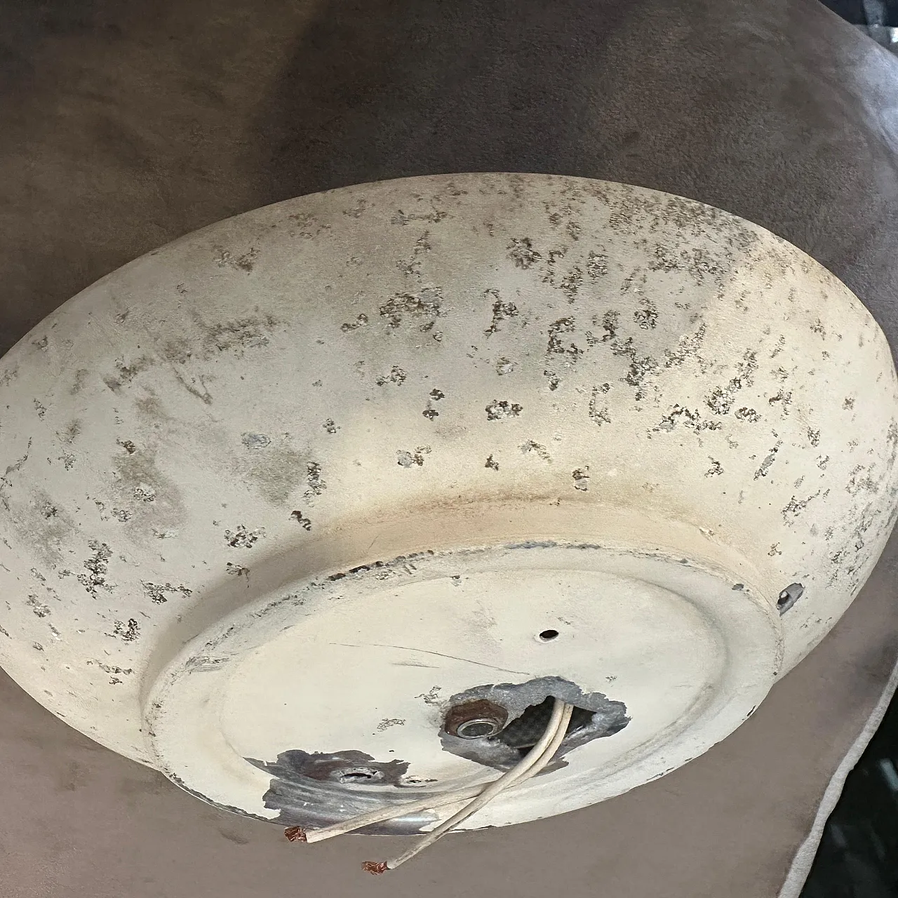 Pair of round brass and glass wall lights, 1950s 4