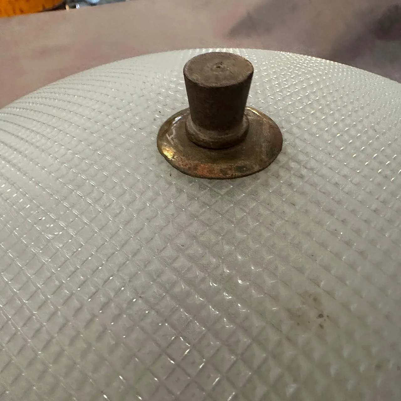 Pair of round brass and glass wall lights, 1950s 5