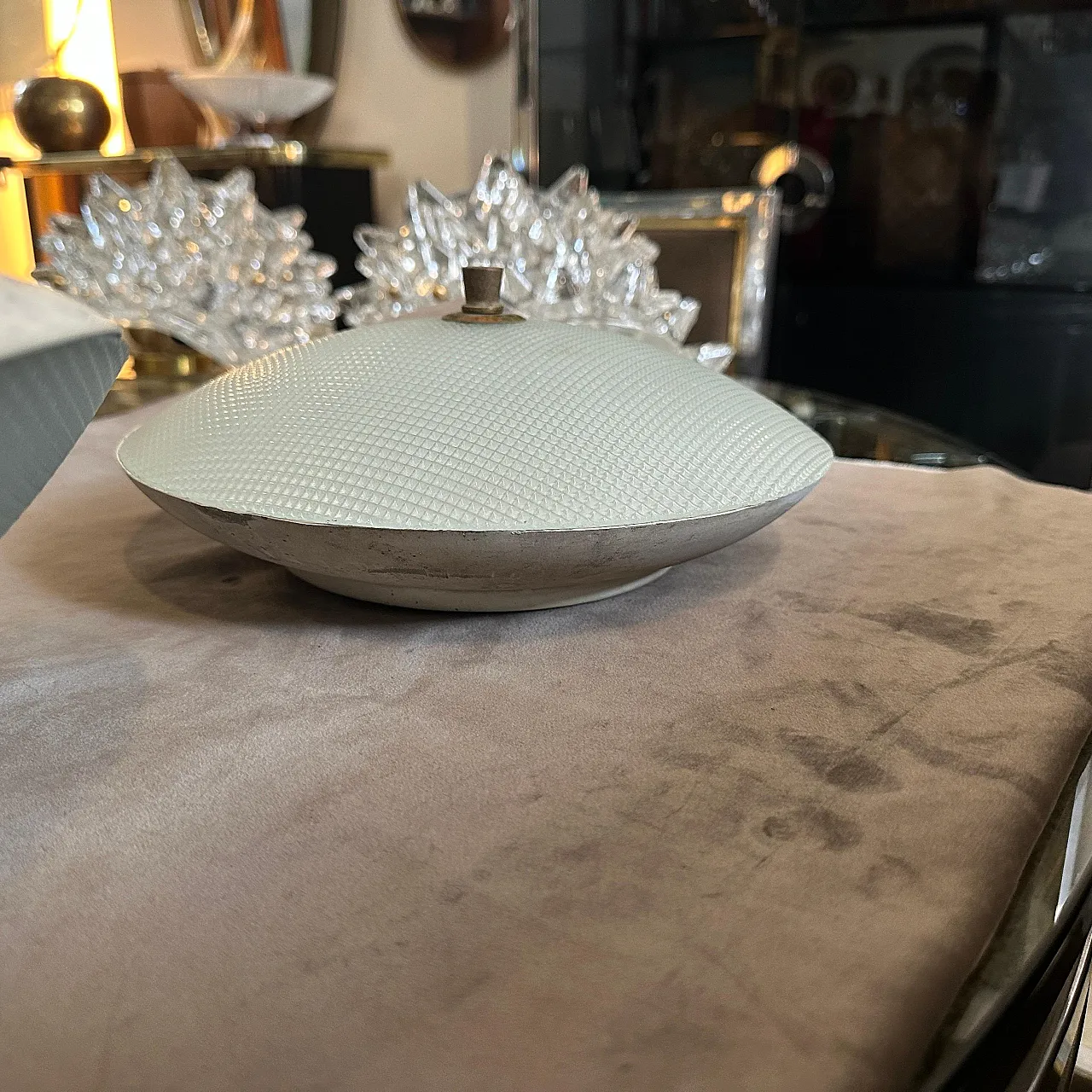 Pair of round brass and glass wall lights, 1950s 6