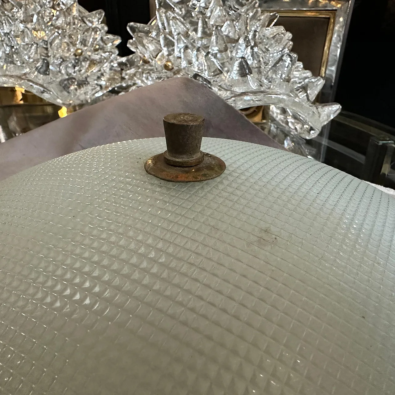 Pair of round brass and glass wall lights, 1950s 8