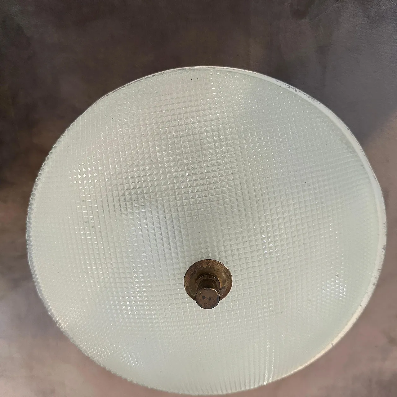 Pair of round brass and glass wall lights, 1950s 10