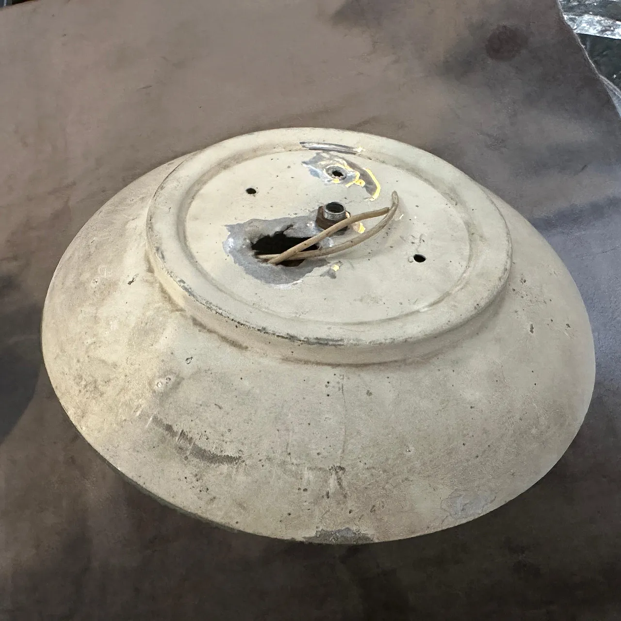 Pair of round brass and glass wall lights, 1950s 12