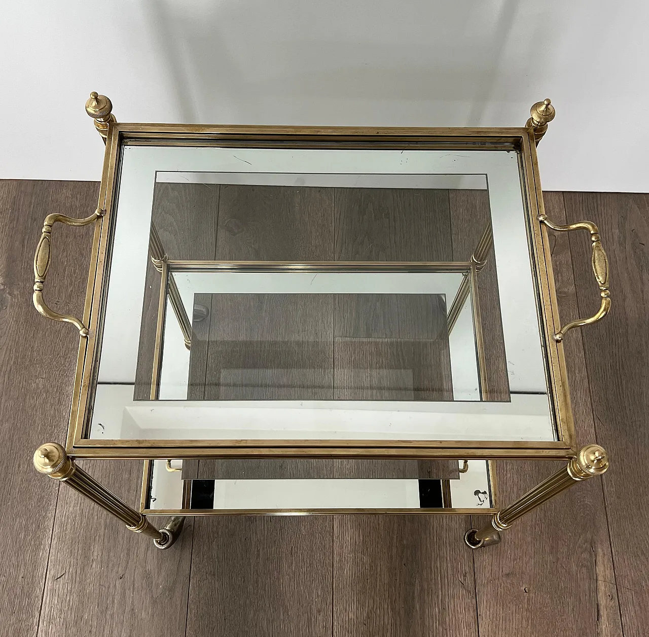 Pair of coffee tables with removable top trays, 1940s 13