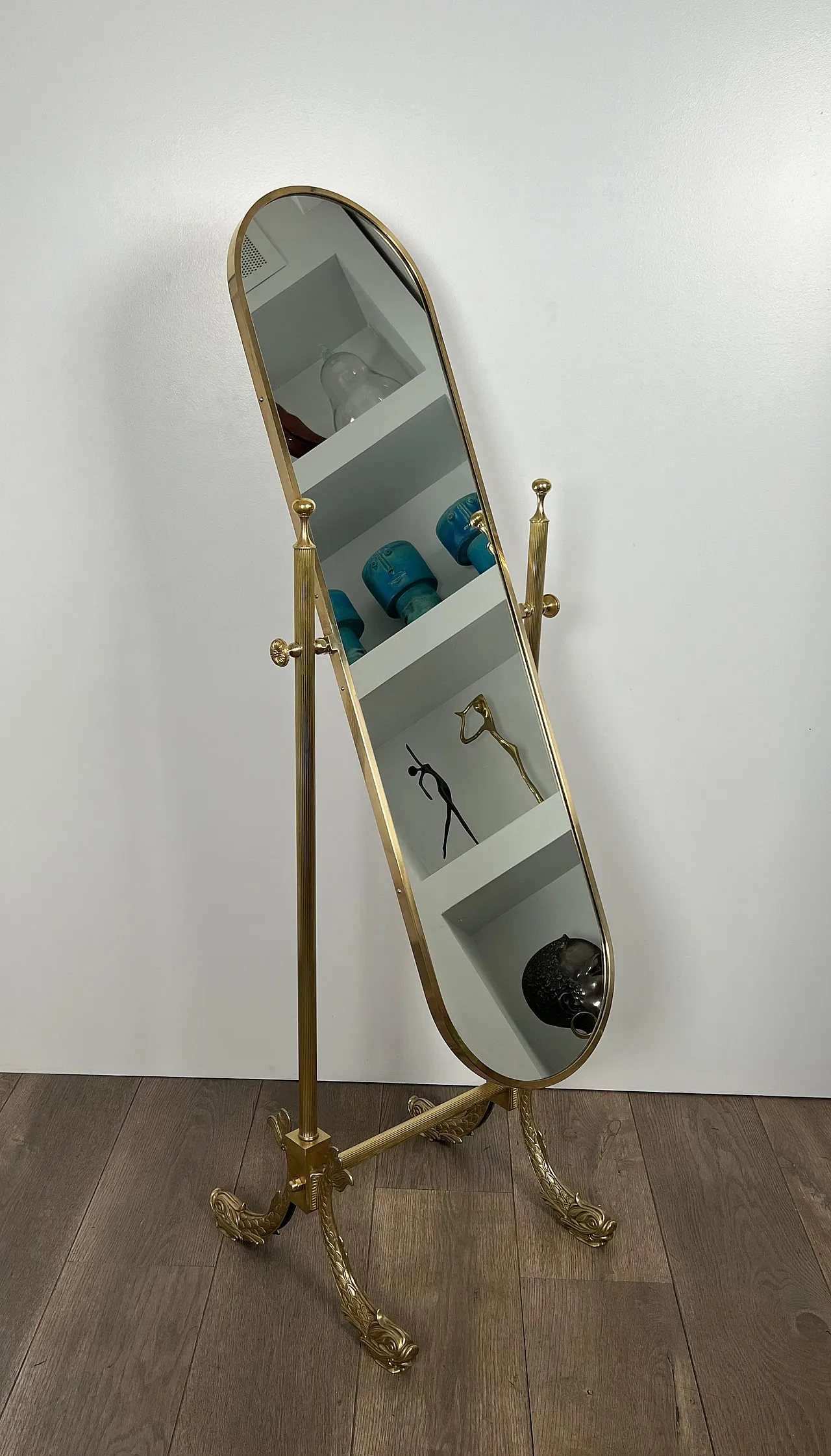 Psyche brass mirror by Maison Jansen, 1940s 3