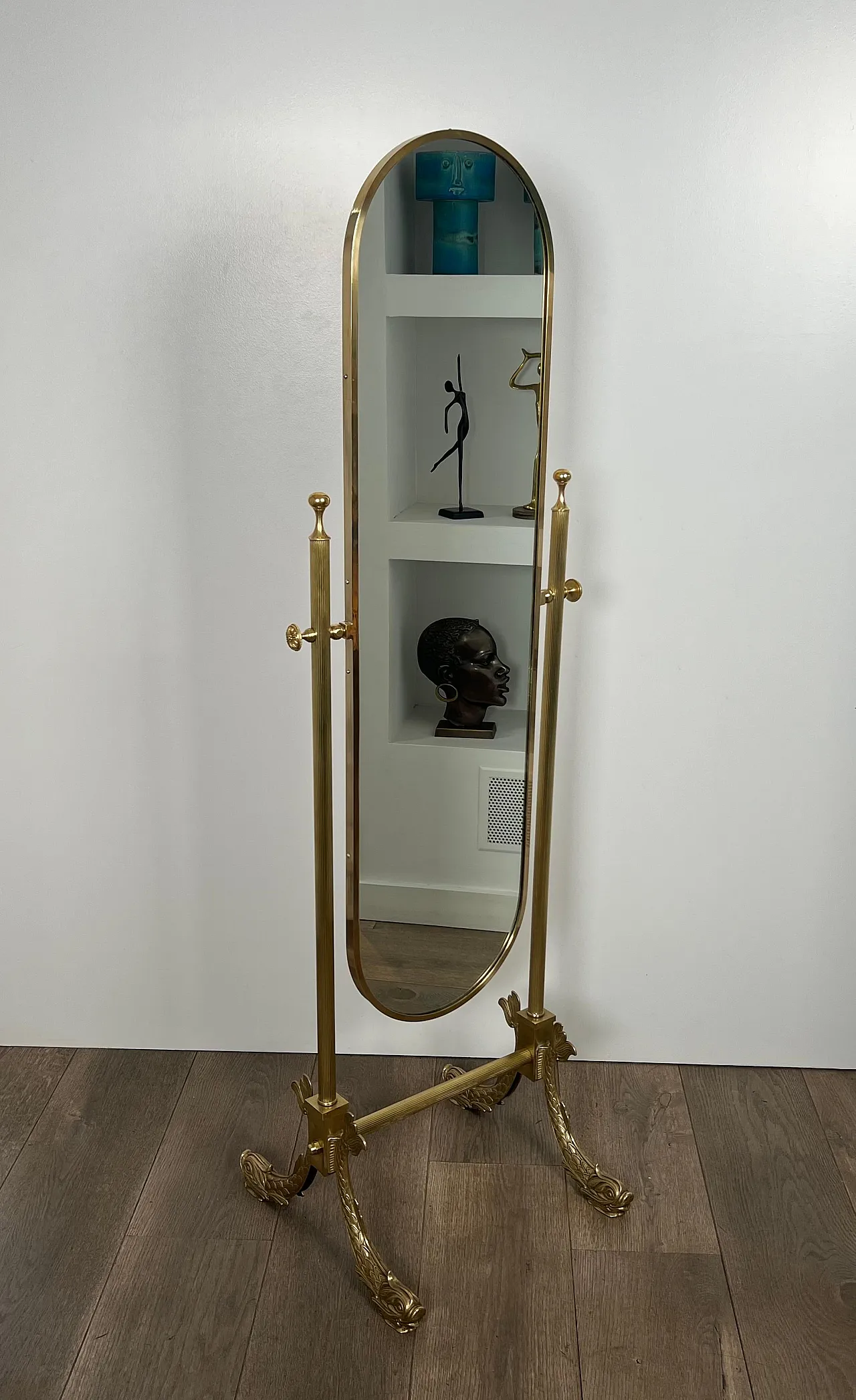 Psyche brass mirror by Maison Jansen, 1940s 12