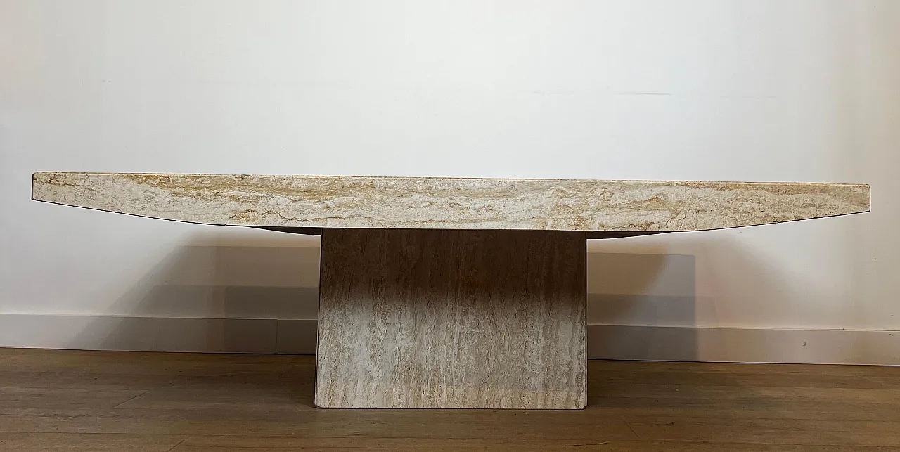 Tavolino in travertino di Stone International, anni '80 5