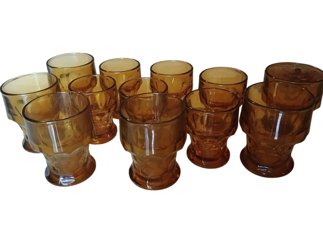 12 amber glasses, 70s 8