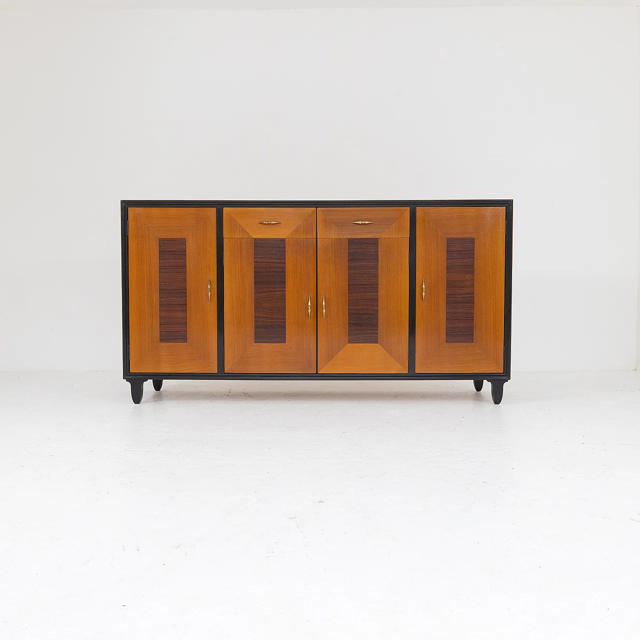 Credenza in legno con decoro geometrico, anni '50 1