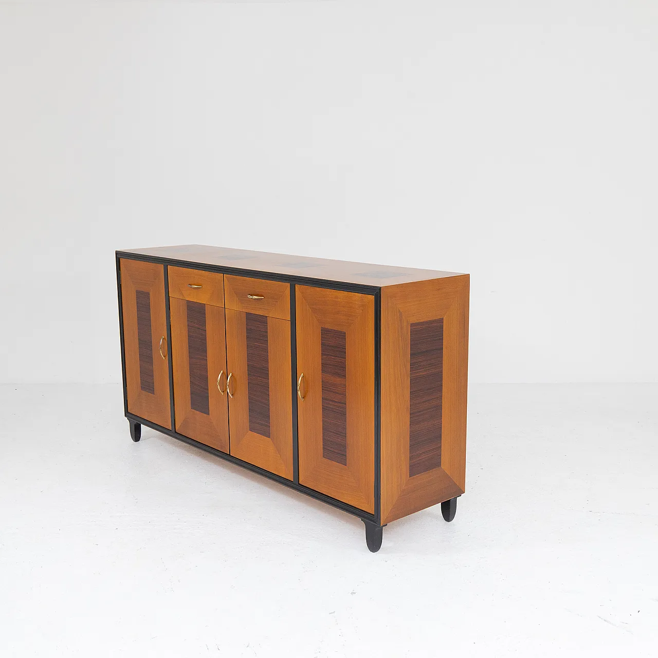 Credenza in legno con decoro geometrico, anni '50 7