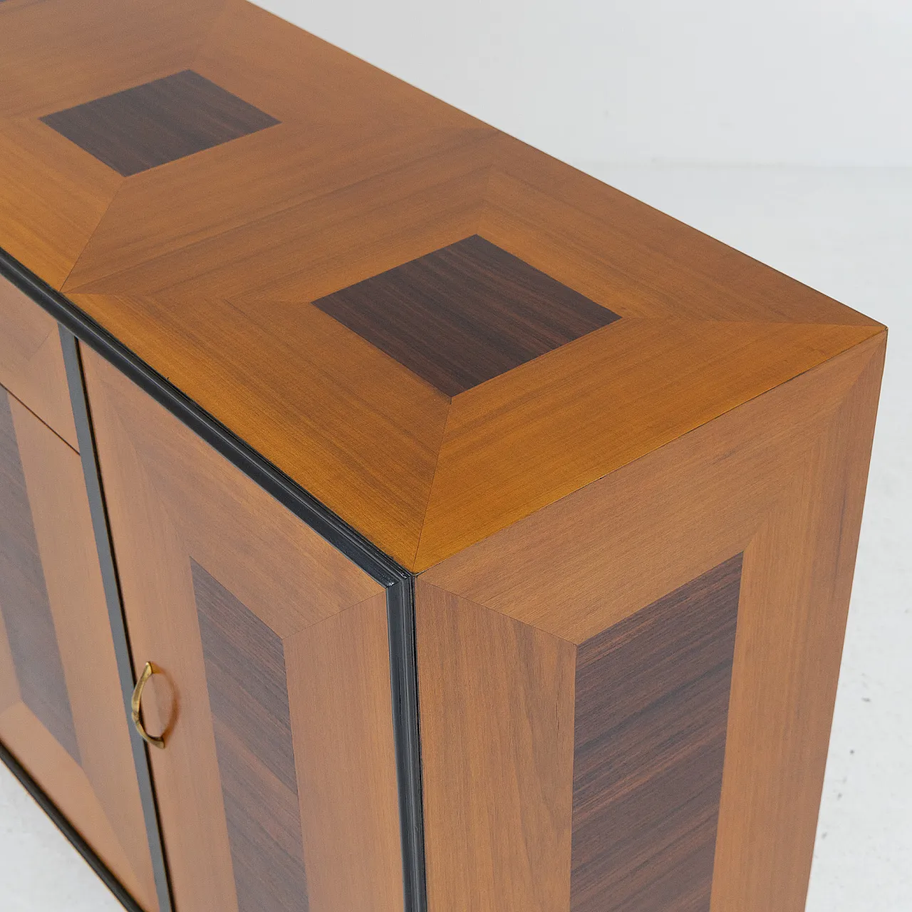 Credenza in legno con decoro geometrico, anni '50 8