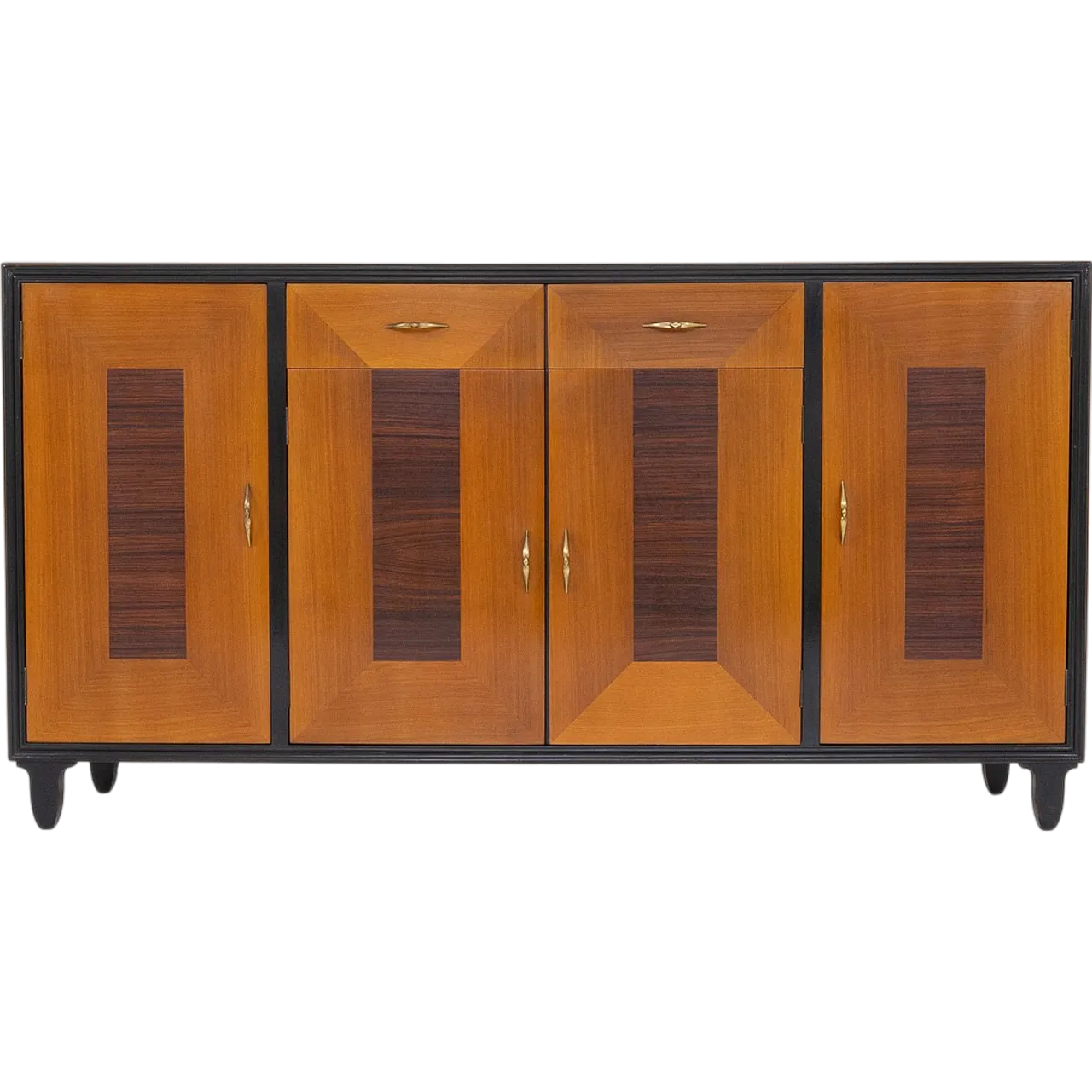 Credenza in legno con decoro geometrico, anni '50 10