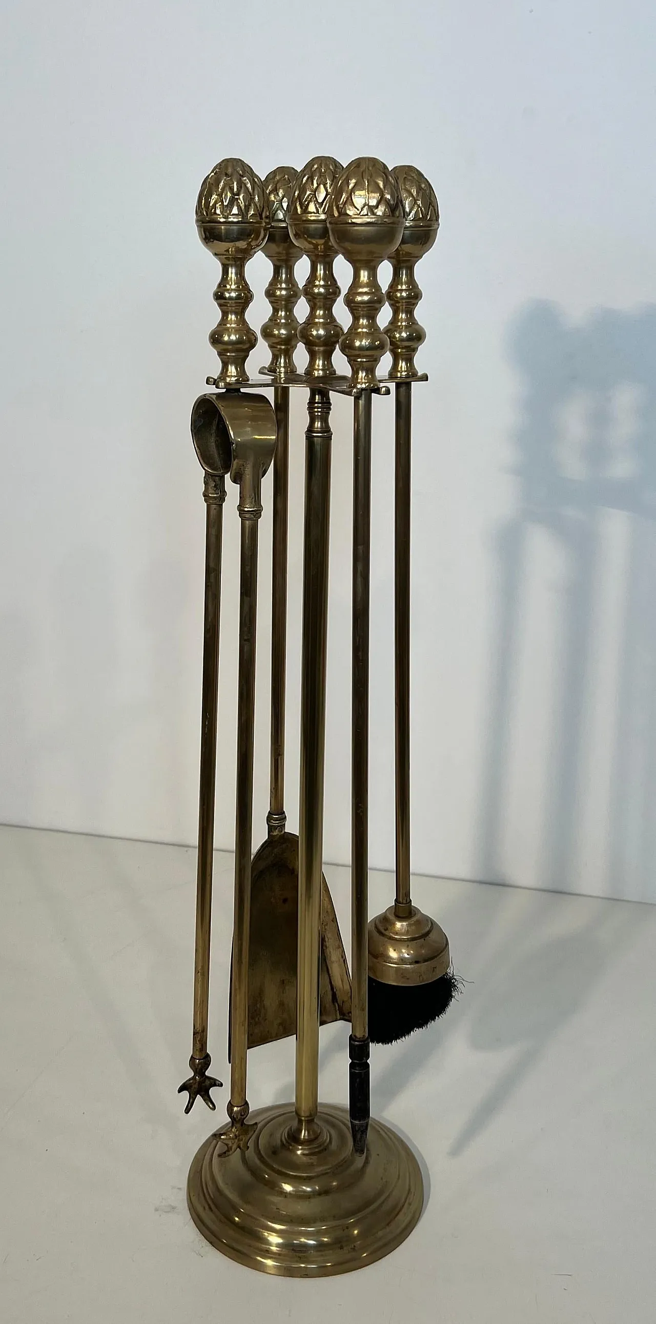 Brass pineapple fireplace tools, 1970s 2