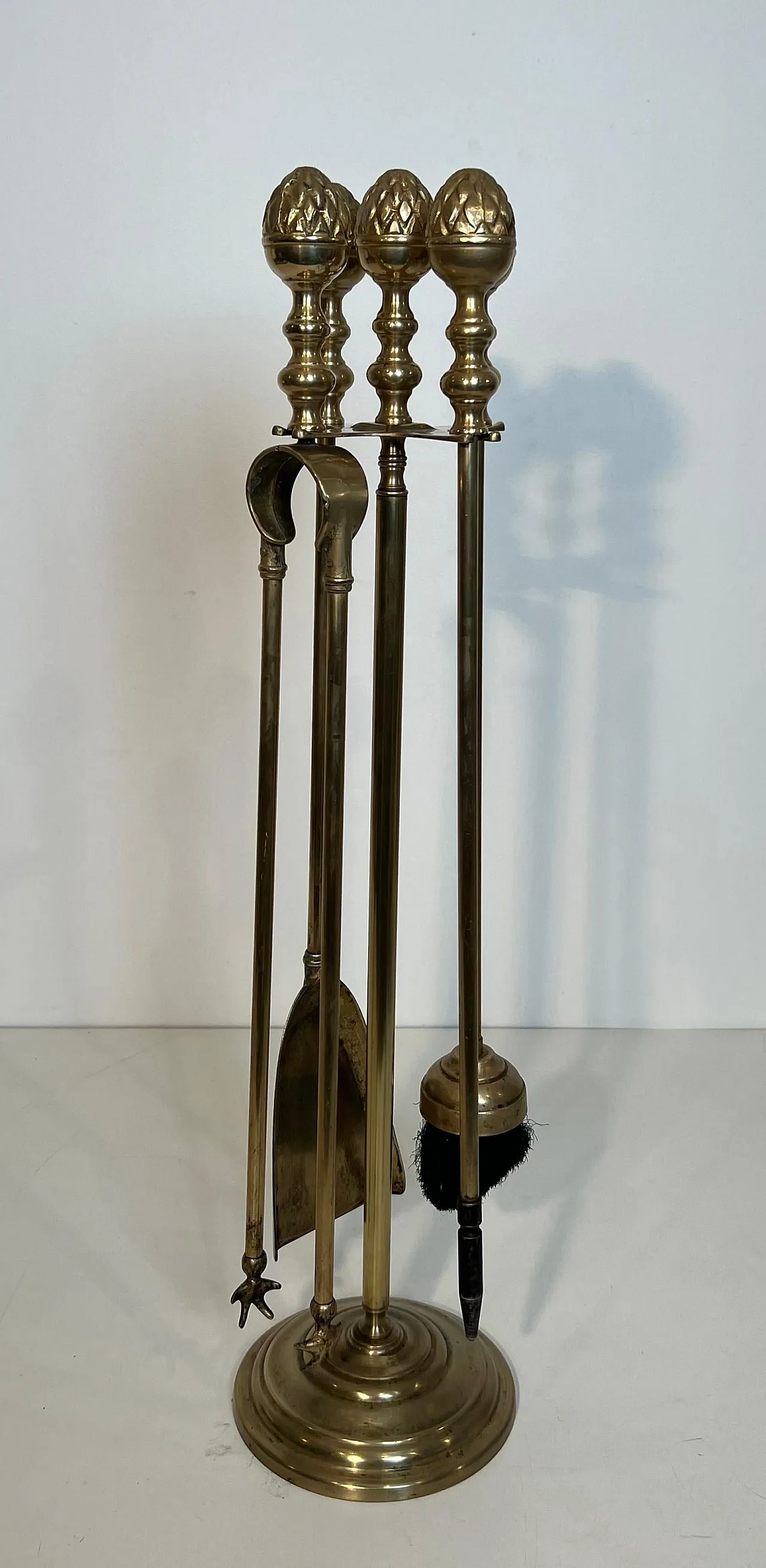 Brass pineapple fireplace tools, 1970s 3