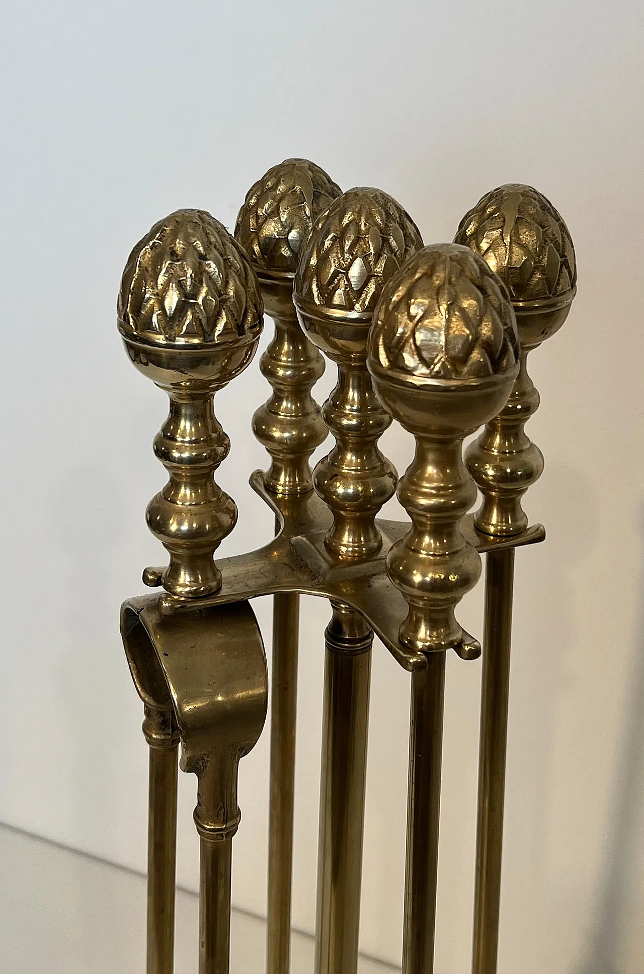 Brass pineapple fireplace tools, 1970s 5