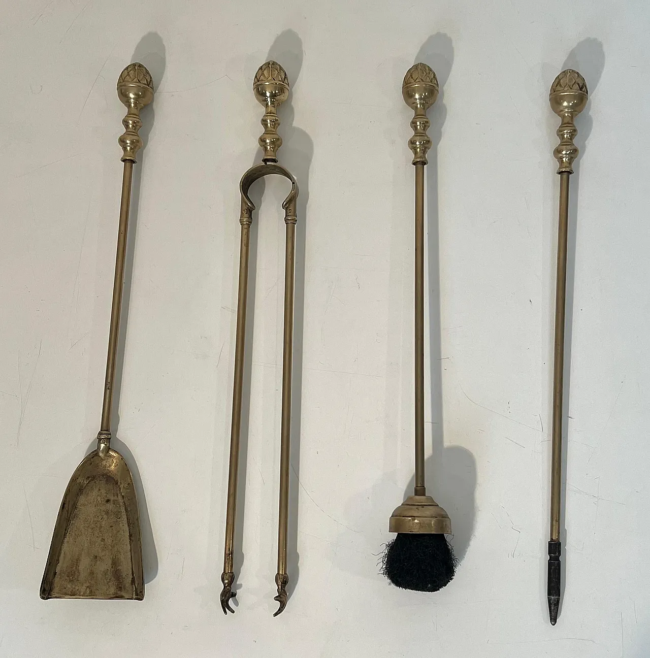 Brass pineapple fireplace tools, 1970s 11