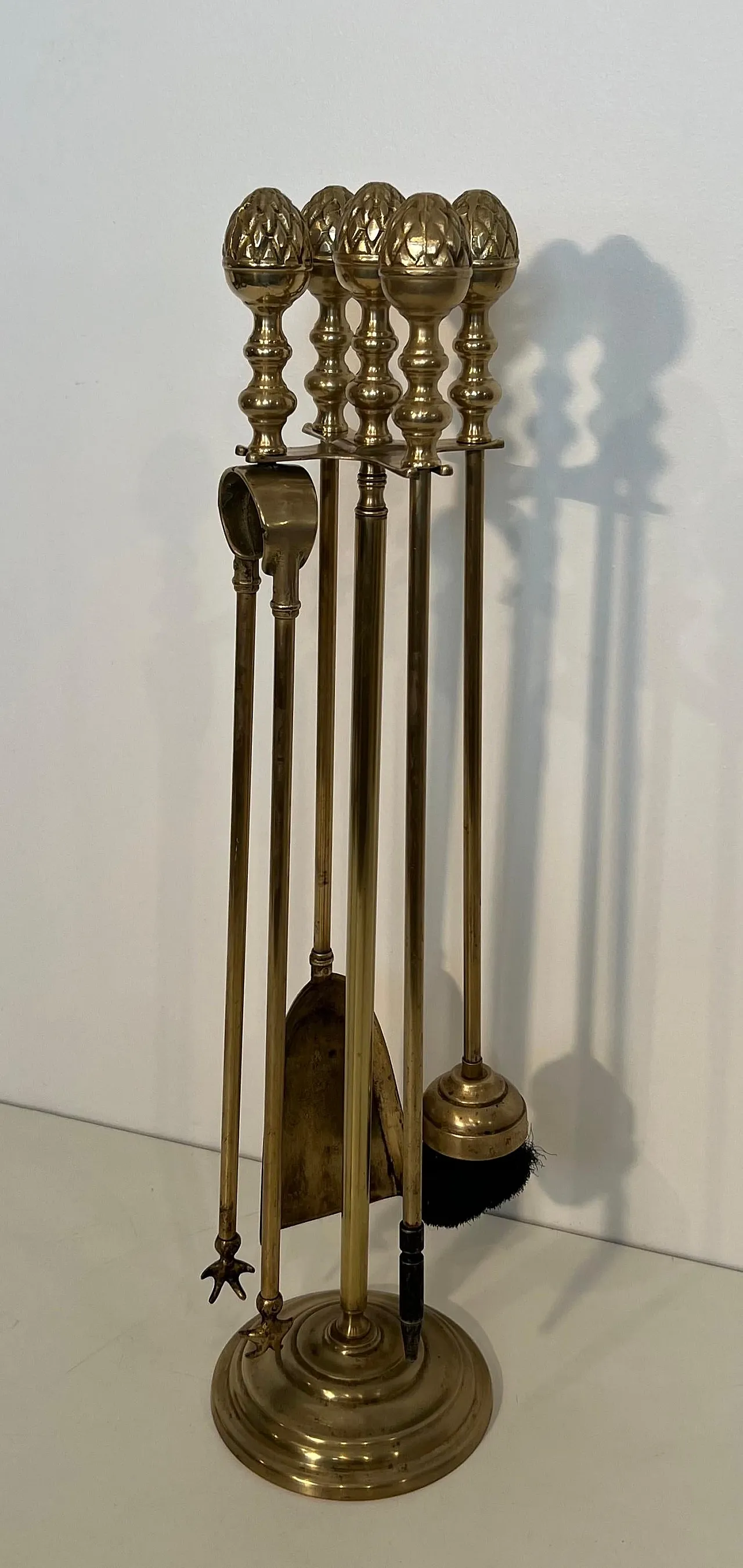 Brass pineapple fireplace tools, 1970s 12