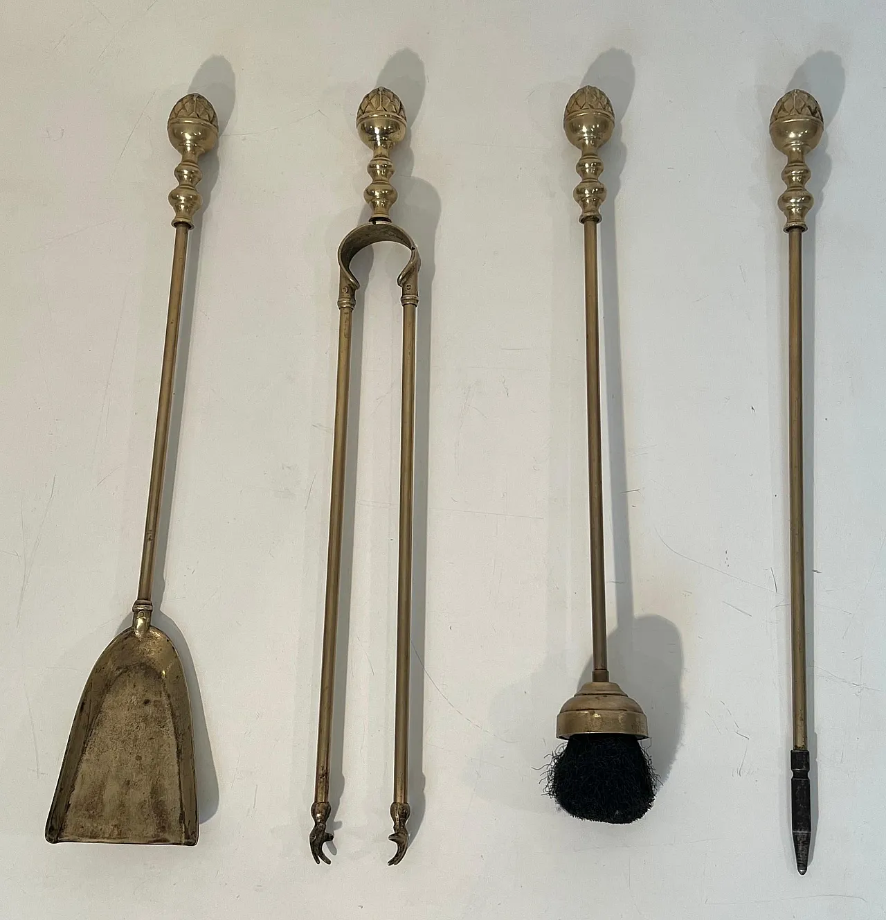 Brass pineapple fireplace tools, 1970s 14