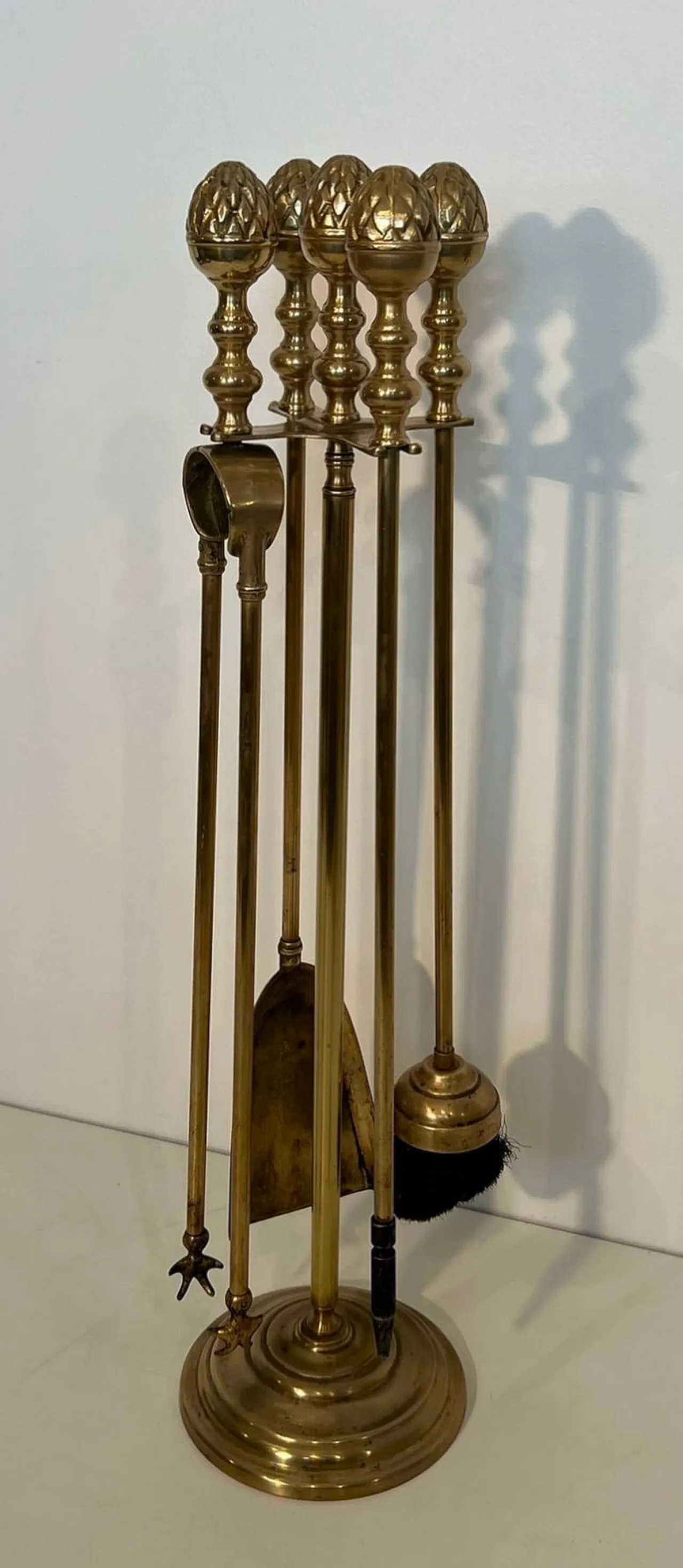 Brass pineapple fireplace tools, 1970s 20