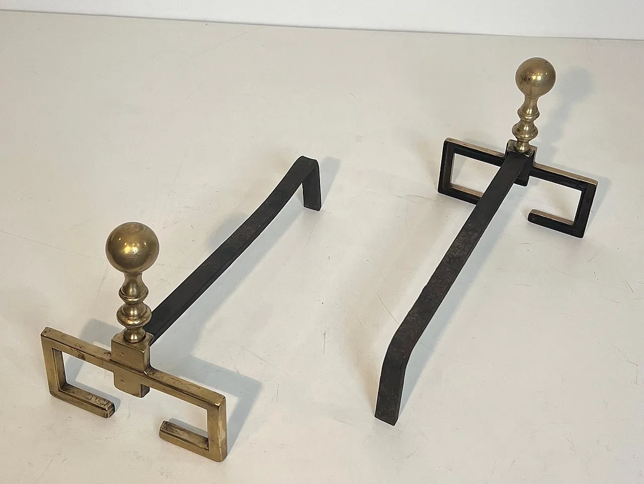 Coppia di candelabri in ottone in stile neoclassico, '900 7