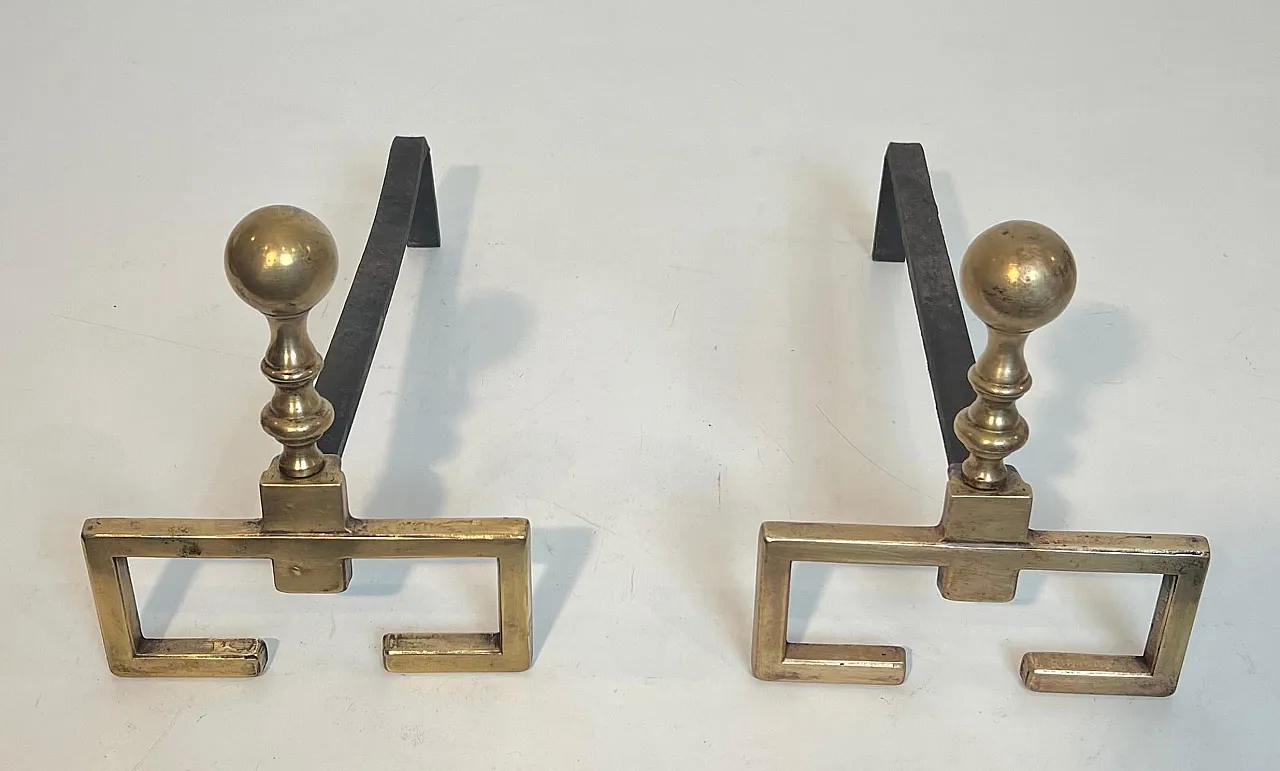 Coppia di candelabri in ottone in stile neoclassico, '900 10