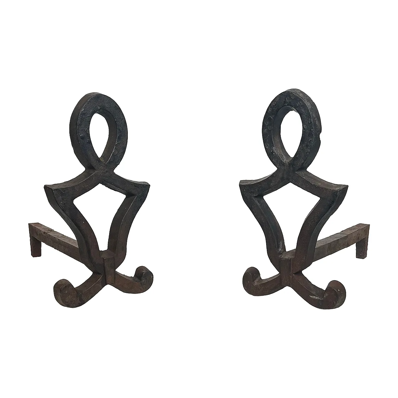 Pair of cast iron and wrought iron hallways by Raymond Su, 1940s 1